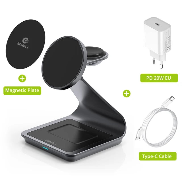 Magnetic 3 in 1 Wireless Charger for Iphone 15 Pro Max/14/13 30W Wireless Charging Station for Apple Watch/Airpods Pro