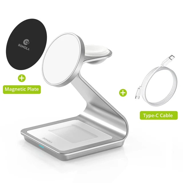 Magnetic 3 in 1 Wireless Charger for Iphone 15 Pro Max/14/13 30W Wireless Charging Station for Apple Watch/Airpods Pro