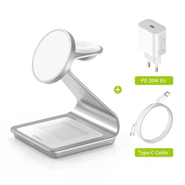 Magnetic 3 in 1 Wireless Charger for Iphone 15 Pro Max/14/13 30W Wireless Charging Station for Apple Watch/Airpods Pro