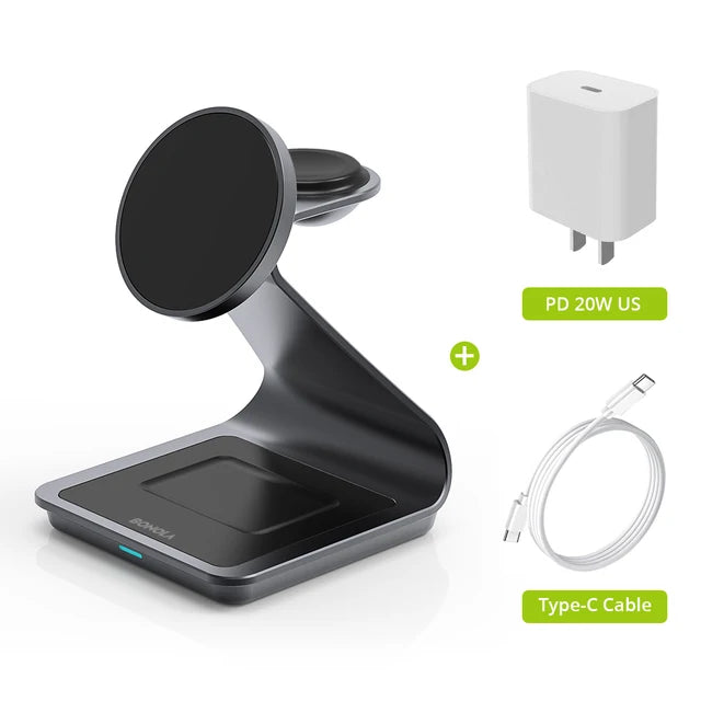 Magnetic 3 in 1 Wireless Charger for Iphone 15 Pro Max/14/13 30W Wireless Charging Station for Apple Watch/Airpods Pro