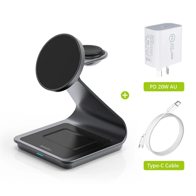 Magnetic 3 in 1 Wireless Charger for Iphone 15 Pro Max/14/13 30W Wireless Charging Station for Apple Watch/Airpods Pro