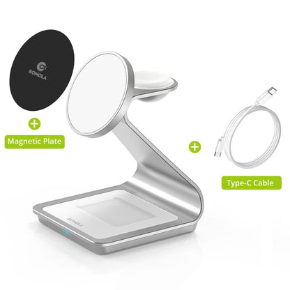 Magnetic 3 in 1 Wireless Charger for Iphone 15 Pro Max/14/13 30W Wireless Charging Station for Apple Watch/Airpods Pro
