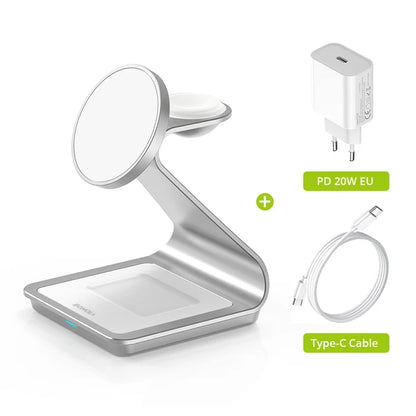 Magnetic 3 in 1 Wireless Charger for Iphone 15 Pro Max/14/13 30W Wireless Charging Station for Apple Watch/Airpods Pro