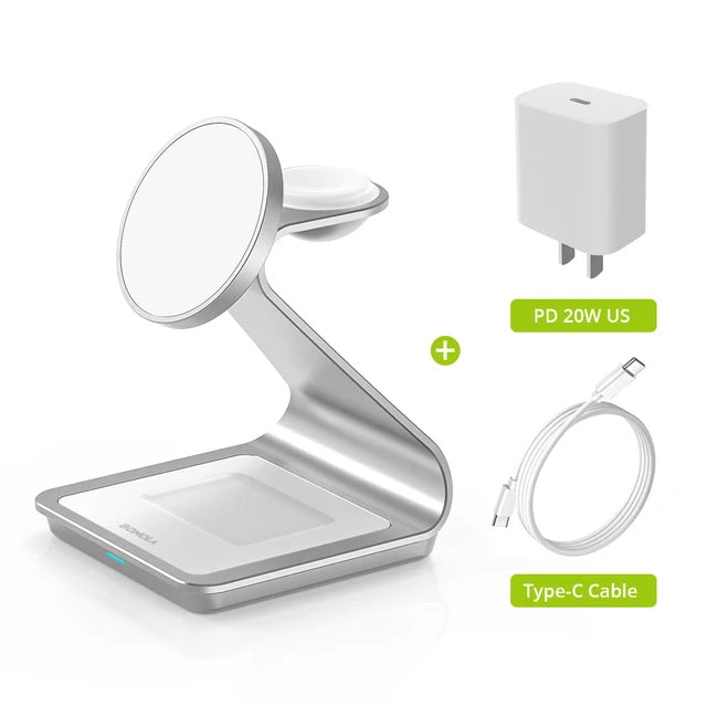 Magnetic 3 in 1 Wireless Charger for Iphone 15 Pro Max/14/13 30W Wireless Charging Station for Apple Watch/Airpods Pro