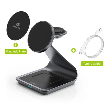 Magnetic 3 in 1 Wireless Charger for Iphone 15 Pro Max/14/13 30W Wireless Charging Station for Apple Watch/Airpods Pro